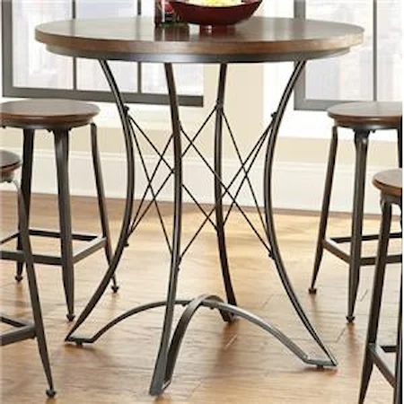 Round Counter Table with Geometric Metal Pedestal